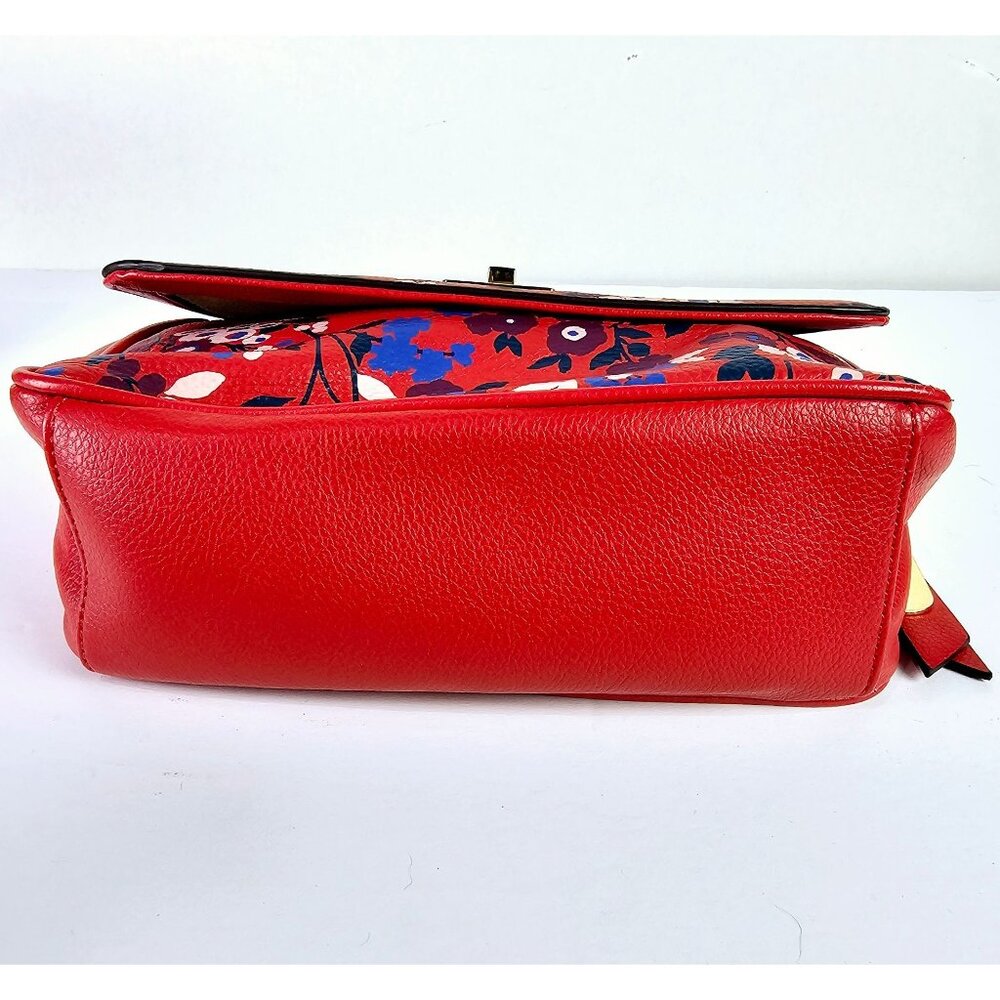 Emma & Sophia Floral Leather Coral Purple Handbag - Picture 4 of 10